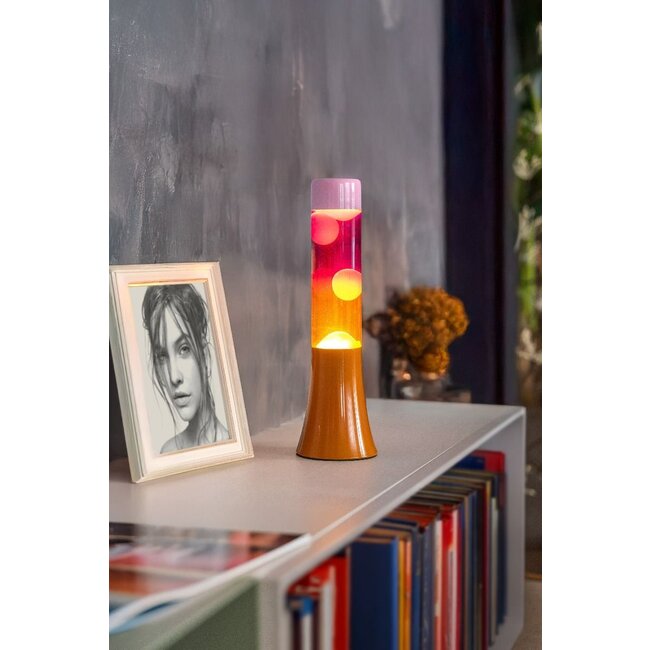 Fisura - Mini Lampe à Lave - dégradé rose - base orange