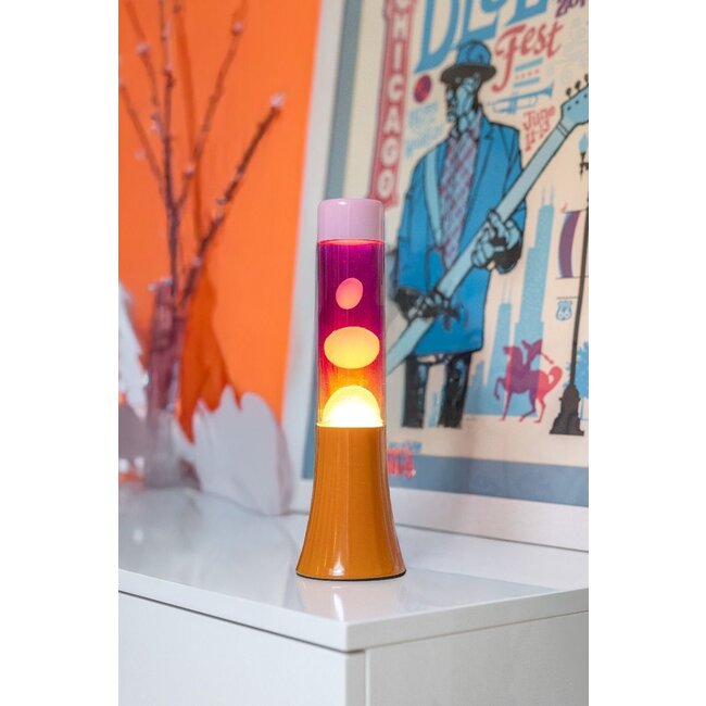 Fisura - Mini Lampe à Lave - dégradé rose - base orange