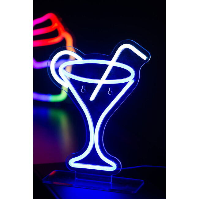 Leitmotiv - LED Neon Licht Cocktail met Rietje