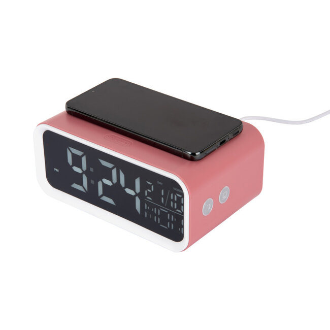 Karlsson - Wekker Chunky met Telefoonoplader - roze - LED