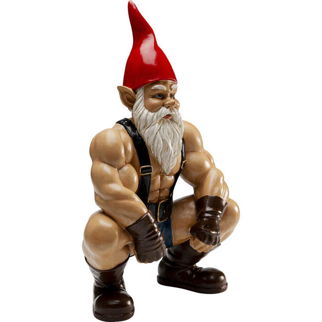 Kare Design - Sculptuur - Decoratief Beeld Muscle Gnome - Gespierde Kabouter - H 48 cm - gebruik binnenshuis