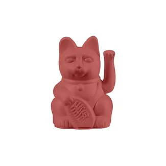 Donkey Waving Lucky Cat Mini - berry red