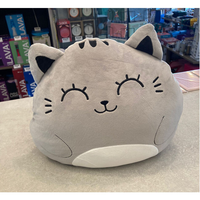 i-total - Flauschiges Kissen Graue Katze - sitzend