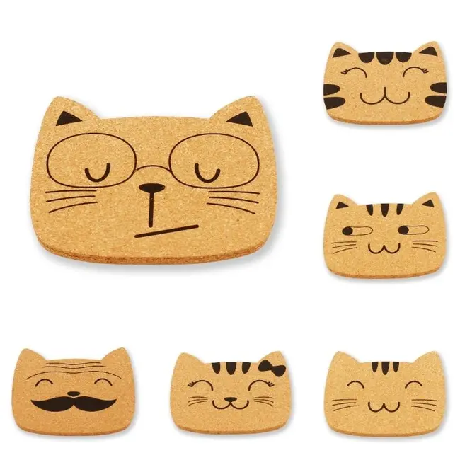 Winkee - Glasonderzetters Katten - kurk