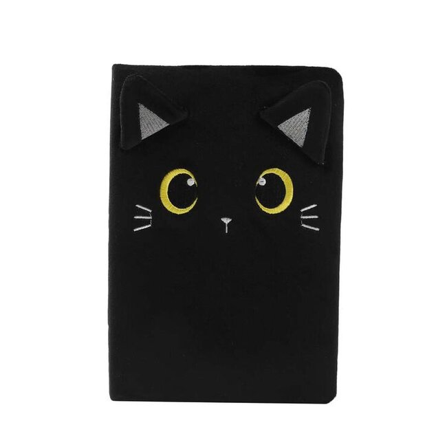 i-total - Carnet Chat Noir - couverture peluche