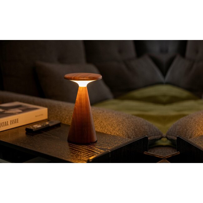 Gingko - Lampe de Table Sylva - large - noyer - rechargeable