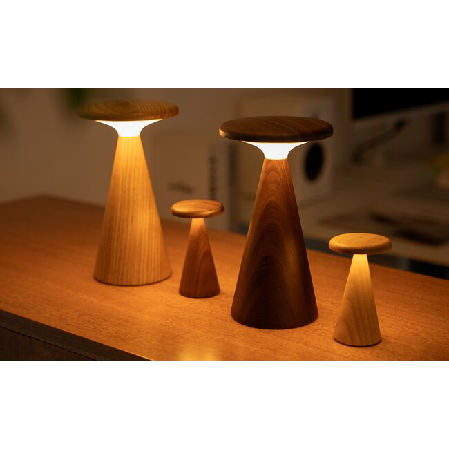 Gingko - Lampe de Table Sylva - large - noyer - rechargeable