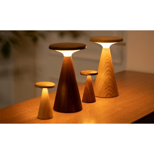 Gingko - Table Lamp Sylva - mini - walnut - rechargeable