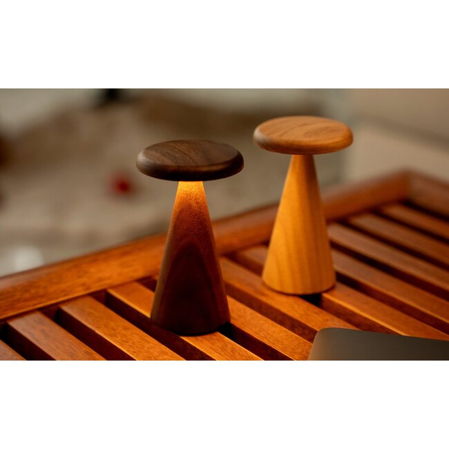 Gingko - Tafellamp Sylva - mini - walnoot - oplaadbaar