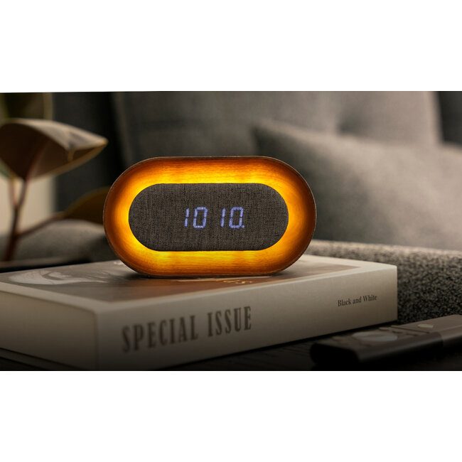 Gingko - Alarm Clock Lumos Clock Oval - walnut - rechargeable - with night light mode