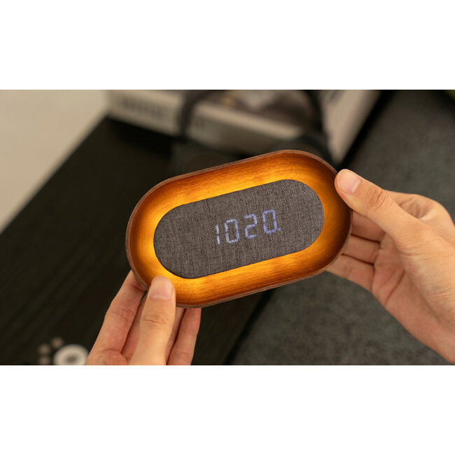 Gingko - Alarm Clock Lumos Clock Oval - walnut - rechargeable - with night light mode