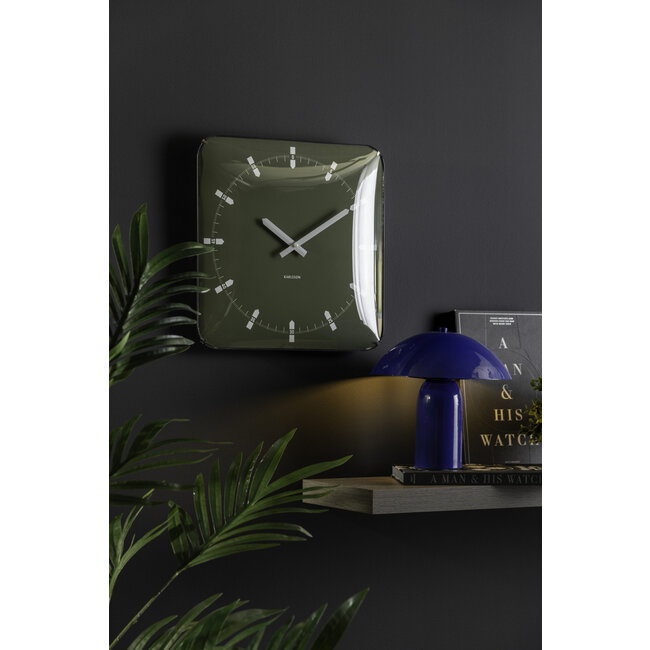 Karlsson - Wandklok Sucinto Dome Square - luxe groen