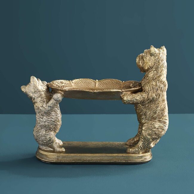 Werner Voß Werns - Beeld Hondjes met Serveerschaaltje - kaarthouder - H 17 cm