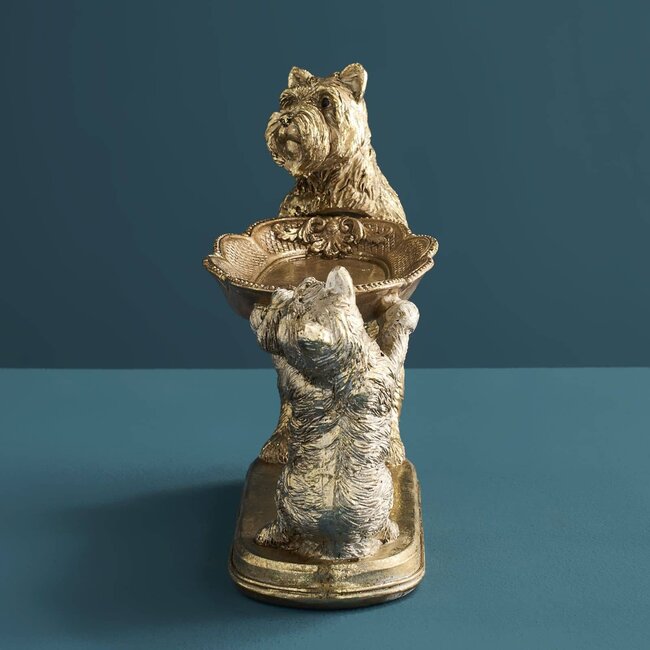 Werner Voß Werns - Beeld Hondjes met Serveerschaaltje - kaarthouder - H 17 cm