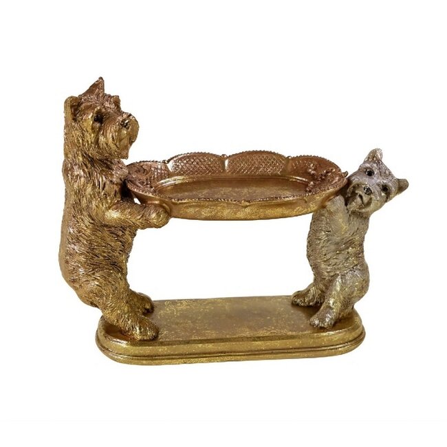 Werner Voß Werns - Beeld Hondjes met Serveerschaaltje - kaarthouder - H 17 cm