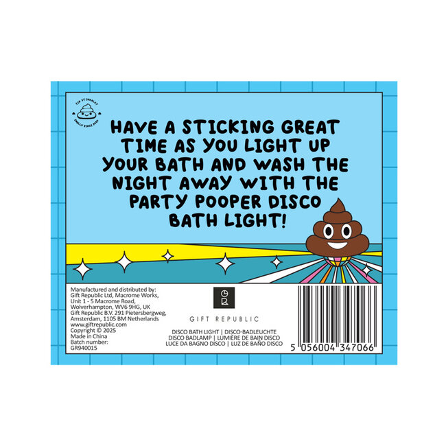 Gift Republic - Lampe de Bain Disco Party Pooper - caca lumineux pour le bain