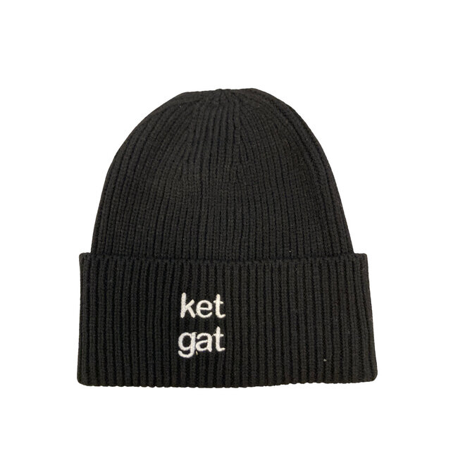 Urban Merch - Beanie Ket Gat - Attitude Muts in Gents Dialect - zwart