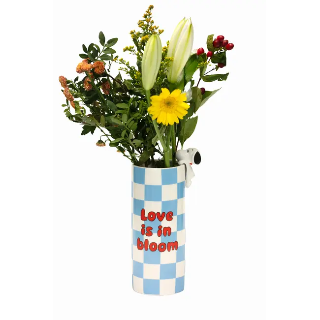 Blogo Design - Vase Snoopy Love Is In Bloom - blau