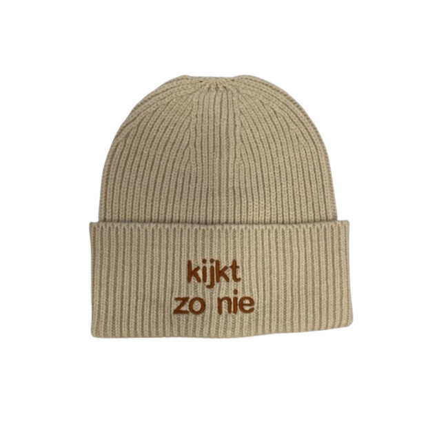 Urban Merch - Beanie Kijkt Zo Nie - Bonnet Tricoté Streetwear - écru