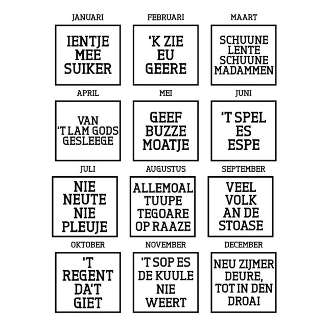 Urban Merch - Verjaardagskalender in 't Gents dialect - veur eiwe toarten en eiwe bokken