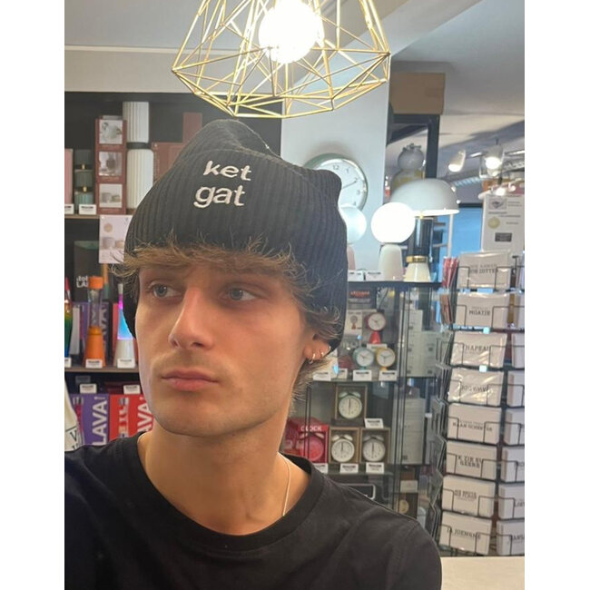 Urban Merch - Beanie Ket Gat - Bonnet Tricoté Streetwear - noir