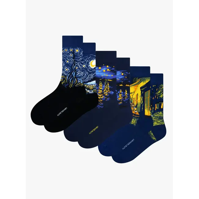 Chaussettes d'art - La Nuit Étoilée Vincent van Gogh - Gift Set - 3 paires