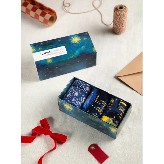 Kunstsokken - Sterrennacht Vincent van Gogh - Cadeauset - 3 paar