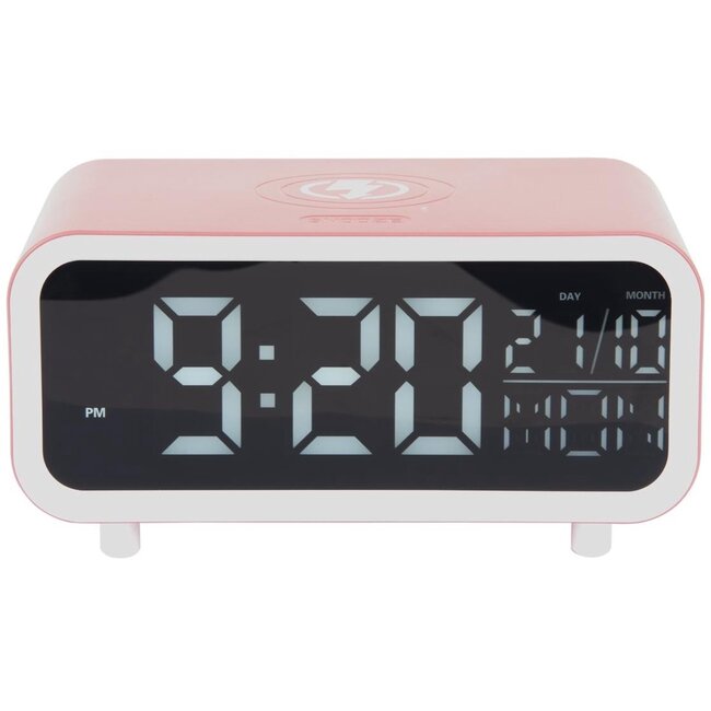 Karlsson - Wecker Chunky mit Handy-Lader - rosa - LED