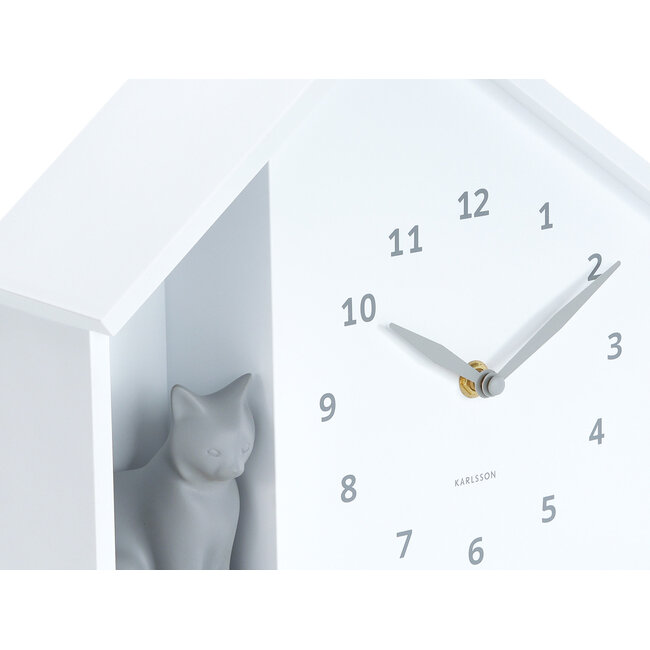 Karlsson - Wall Clock Sitting Cat - white