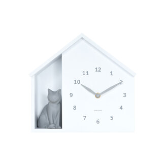 Karlsson Horloge Murale Chat Assis - blanche