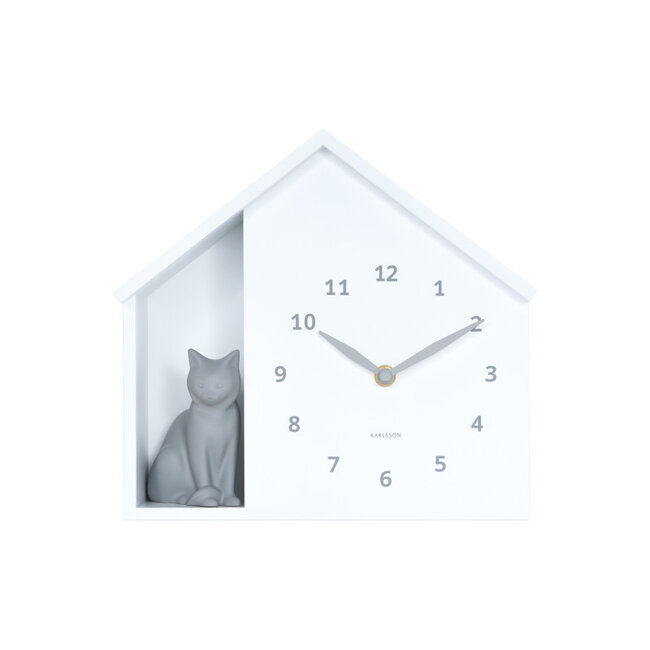 Karlsson Horloge Murale Chat Assis - blanche