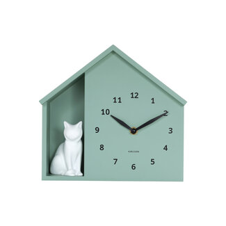 Karlsson Wall Clock Sitting Cat - green