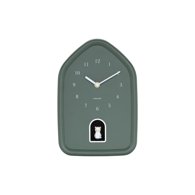 Karlsson - Wall Clock Modern Kitty - green