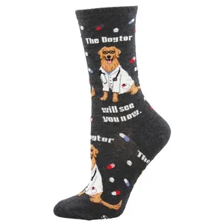 SockSmith Socks The Dogtor Will See You Now - grey - women