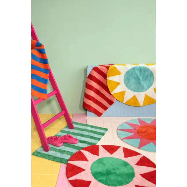 Kitsch Kitchen - Tapis de Bain Stripe - orange/bleu