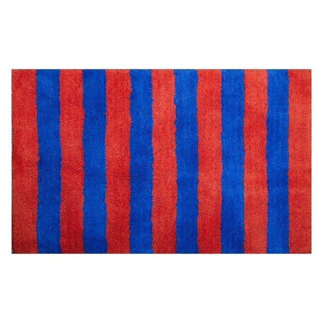 Kitsch Kitchen - Tapis de Bain Stripe - orange/bleu