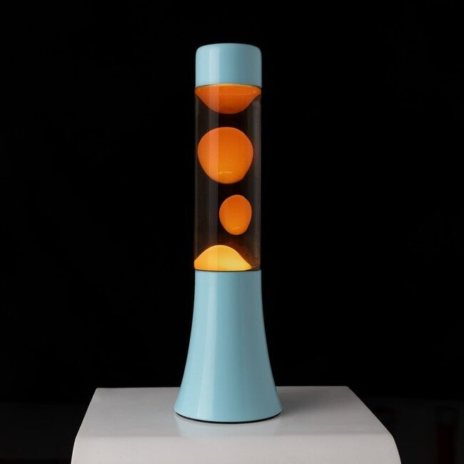 Fisura - Mini Lampe à Lave - lave orange, base bleu clair