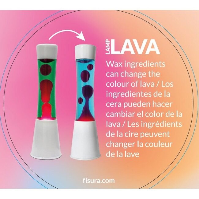 Fisura - Lava Lamp - groen met rode Lava - witte voet