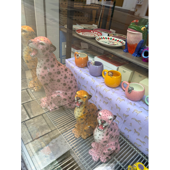 GiftCompany - Sculpture Wildcat Leopard - H 34 cm - pink