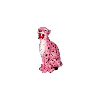 GiftCompany Sculpture Wildcat Leopard - H 34 cm - pink