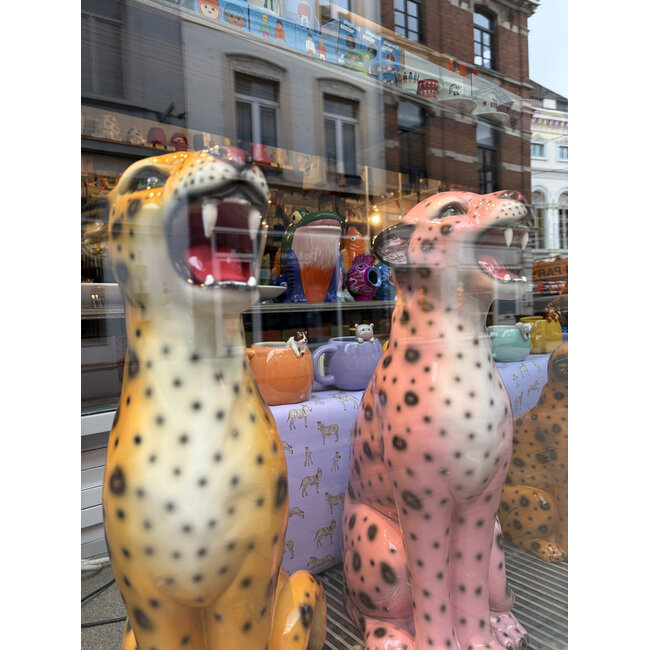 GiftCompany - Sculpture Wildcat Léopard - H 51 cm - rose