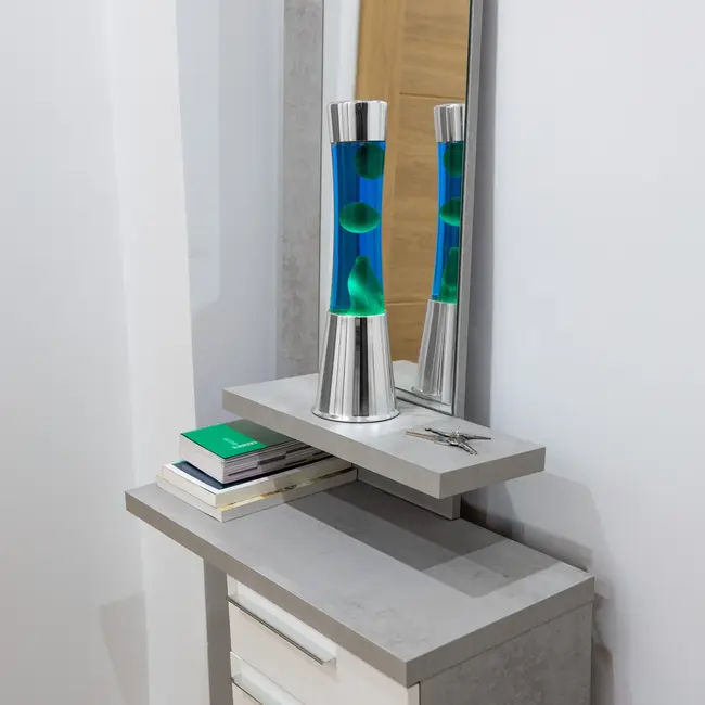 Fisura - Lava Lamp - chrome - green lava, blue liquid