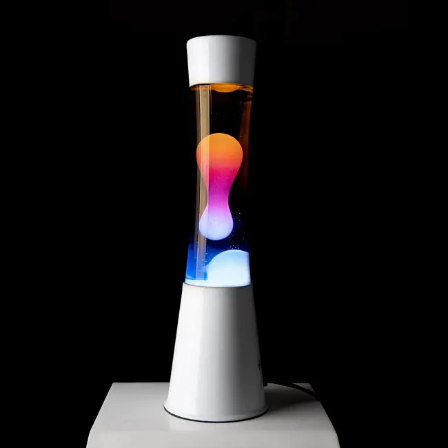 Fisura - Lava Lamp - driekleurig kleurverloop rainbow / regenboog - witte voet