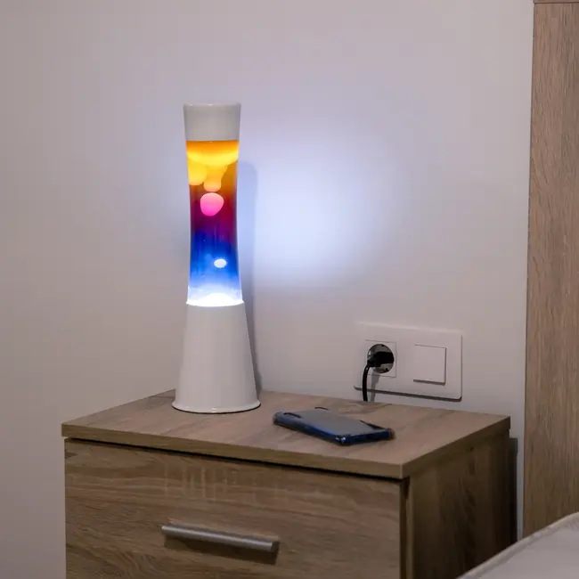 Fisura - Lava Lamp - driekleurig kleurverloop rainbow / regenboog - witte voet