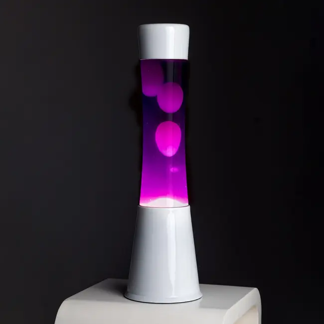 Fisura -  Lampe à Lave - violette avec lave blanche - base blanche