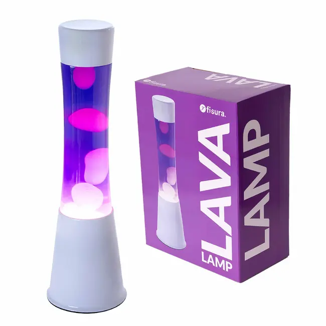 Fisura - Lava Lamp - paars met witte lava - witte voet
