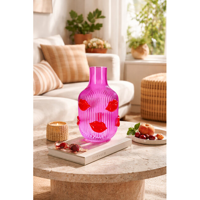 GiftCompany - Vase L'amour - H 30 cm - transparent rosa - Lippen