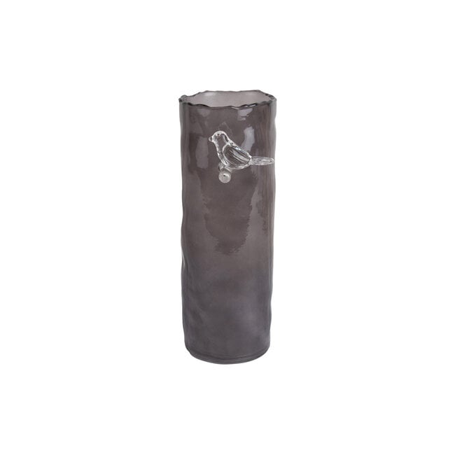 Present Time - Vaas Bird on Branch - Vogel op Tak - large - donkergrijs