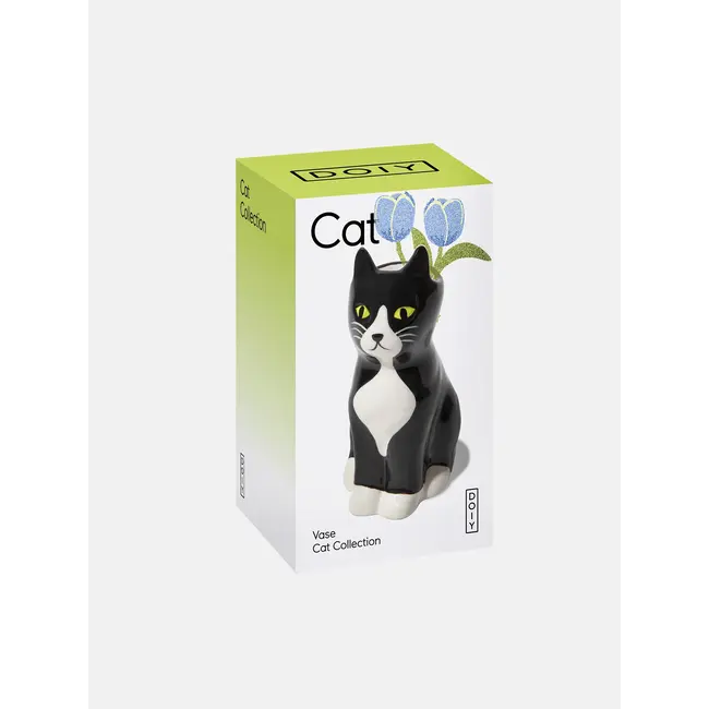 DOIY - Mini-Vase Schwarz-weiße Katze