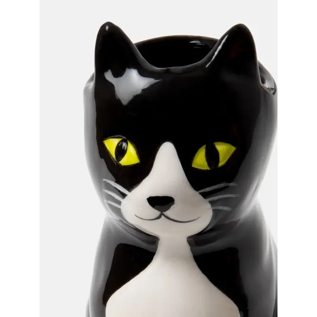 DOIY - Mini Vase Chat Noir-Blanc